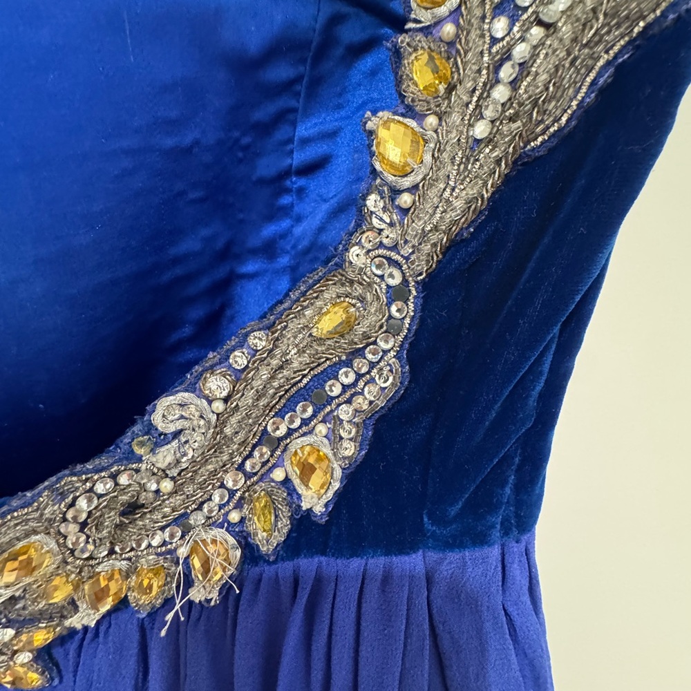 Embellished Indian Evening Gown with Velvet Bust - Picture 5 of 10